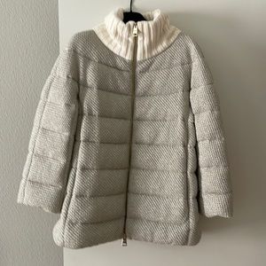 HERNO down jacket with 3/4 sleeves silver/ ivory color with gold zipper